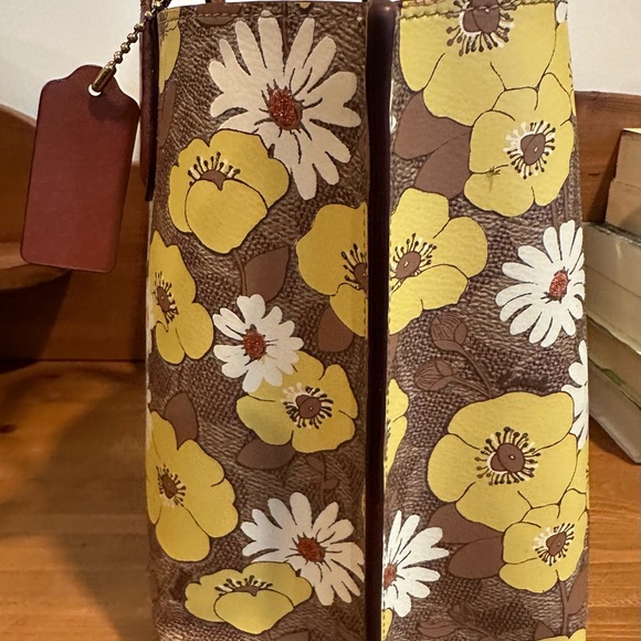 Coach Brown and Yellow Floral Tote - Picture 11 of 12